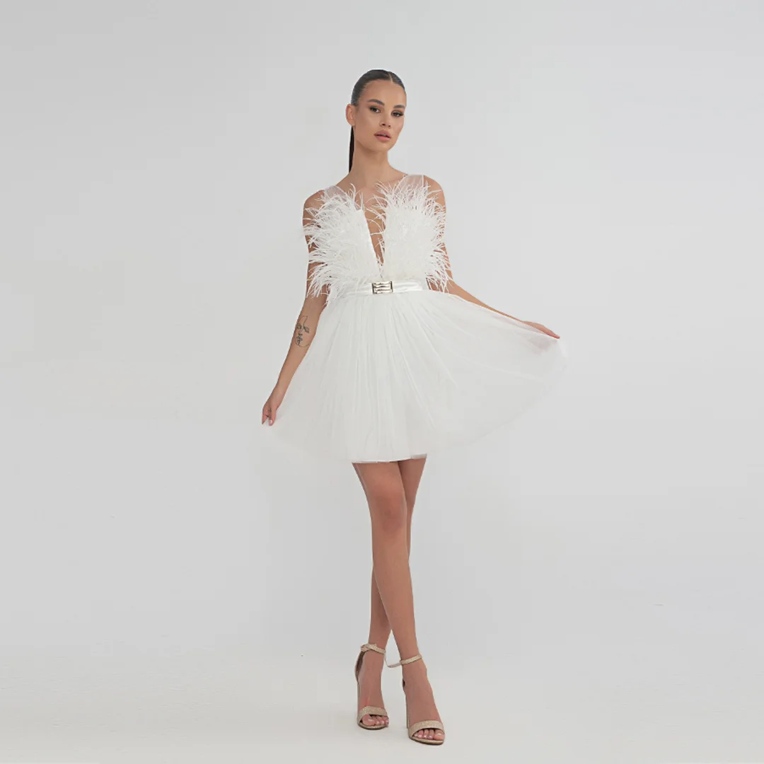 Дамска рокля с пера Junona