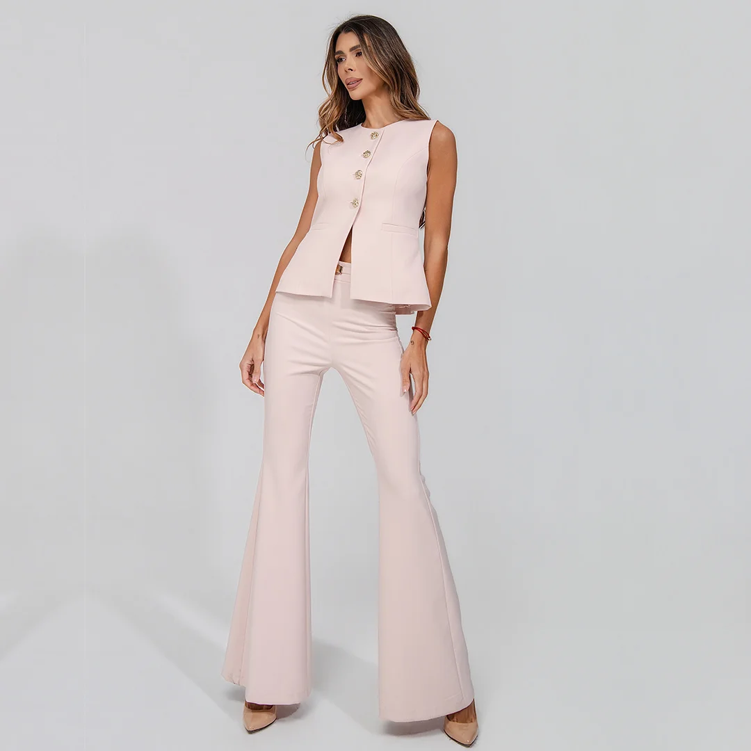 Розов панталон чарлстон с колан Junona