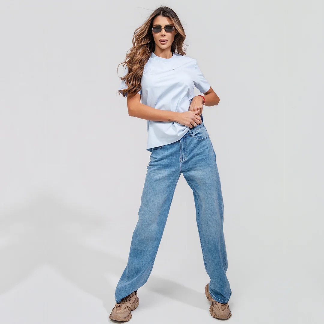 Светли дънки със свободна кройка Junona