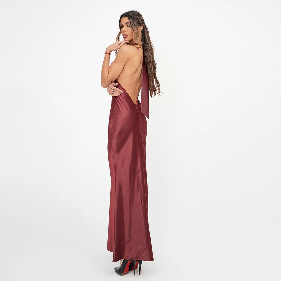 Дълга елегантна рокля с изрязан гръб Junona