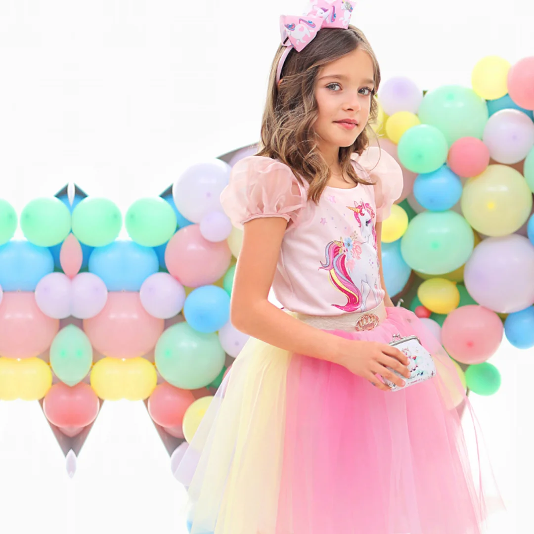 Детска блуза с eднорог с къс прозрачен ръкав - Junona Детска блуза с eднорог с къс прозрачен ръкав