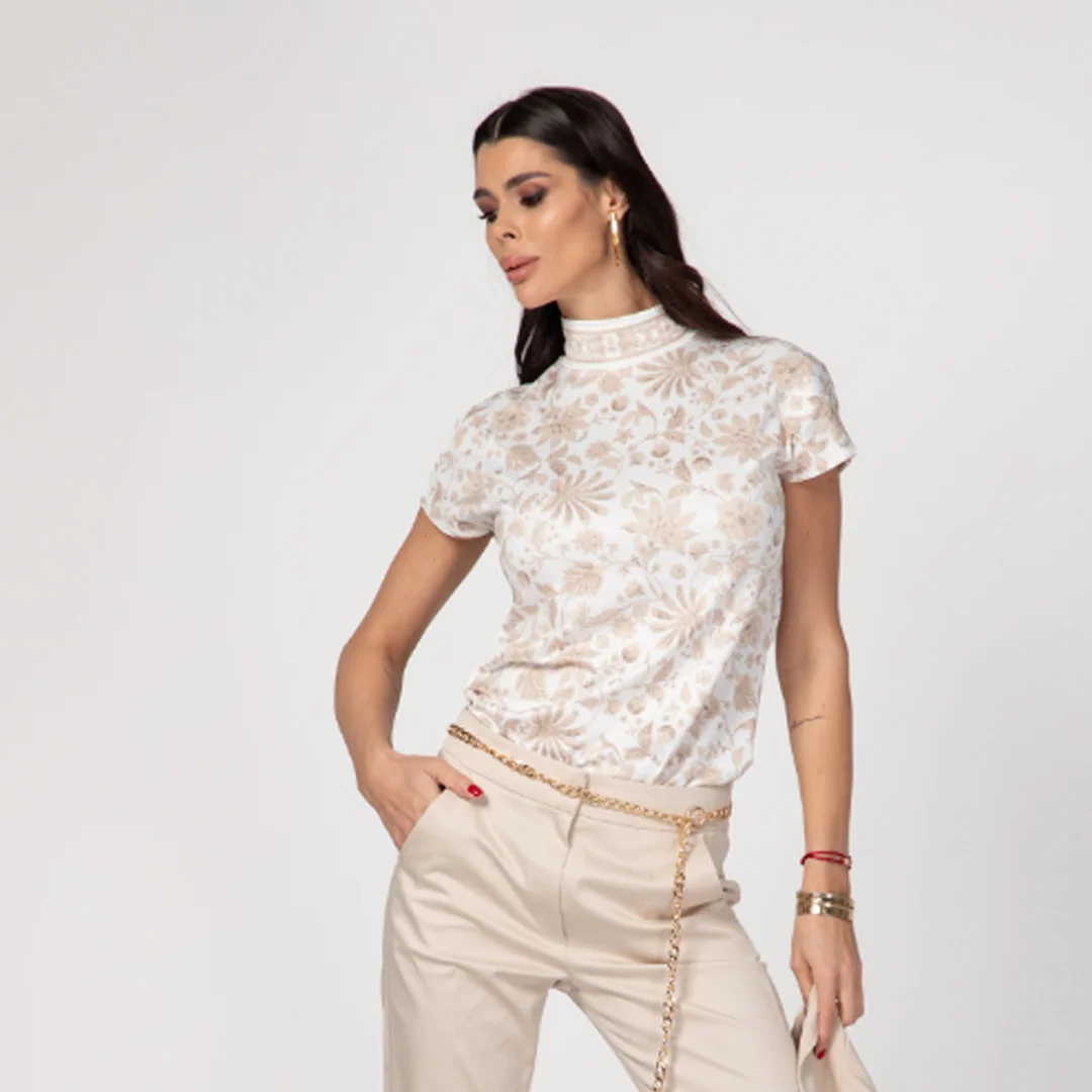 Дамско поло с къс ръкав и принт - Junona Дамско поло с къс ръкав и принт