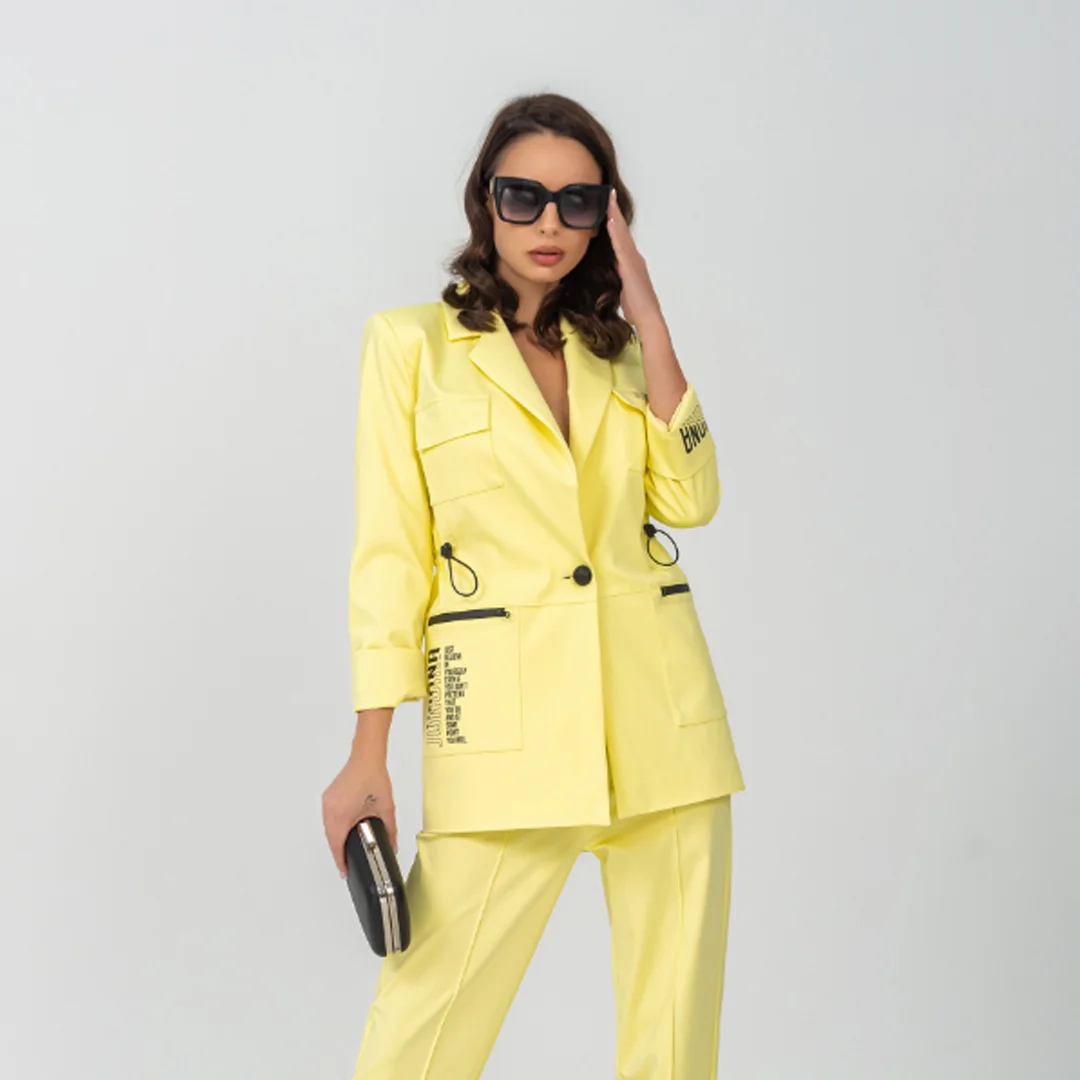 Сако с регулируема талия и щампа