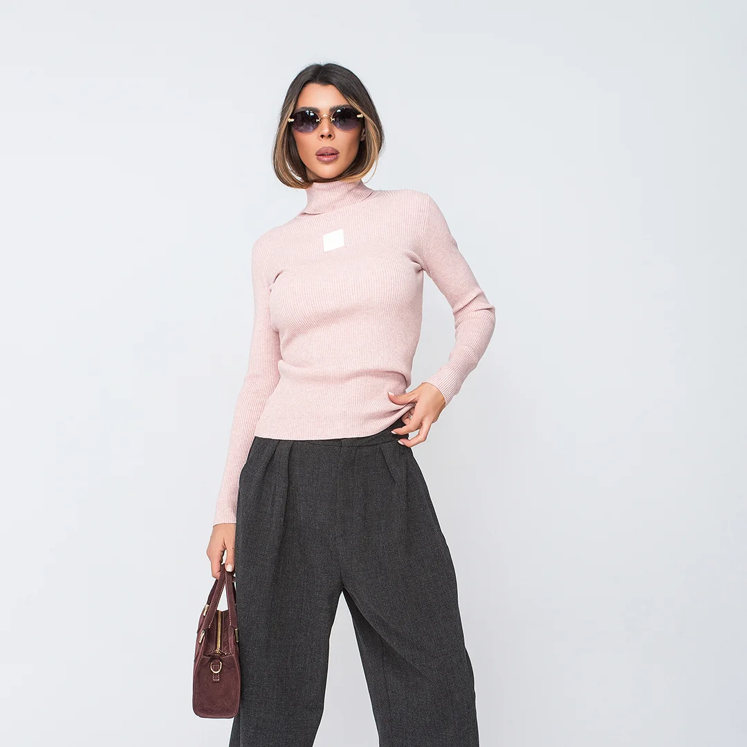 Рипсена блуза с поло яка и гумирано лого