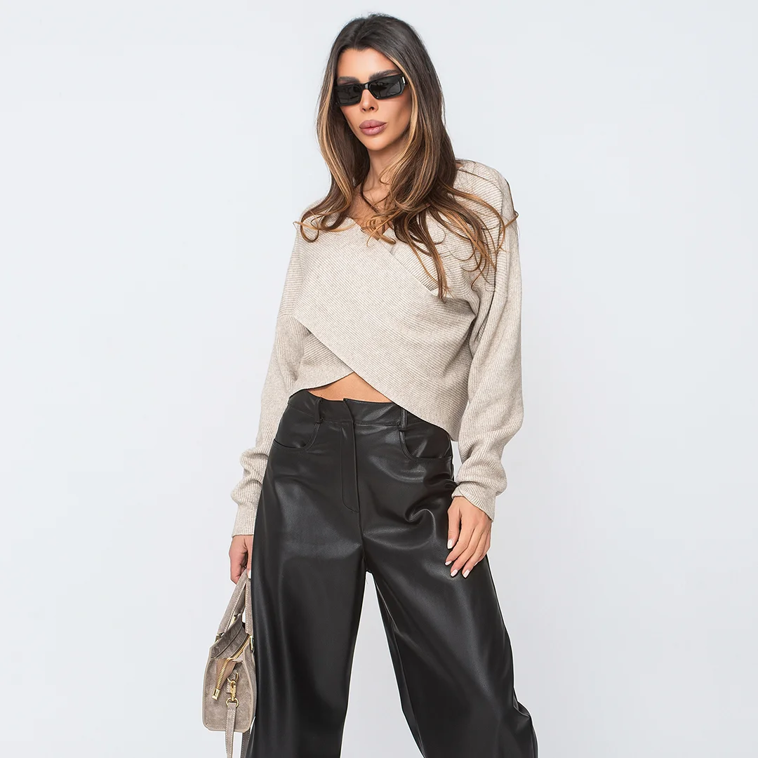 Рипсена блуза с прехлупване