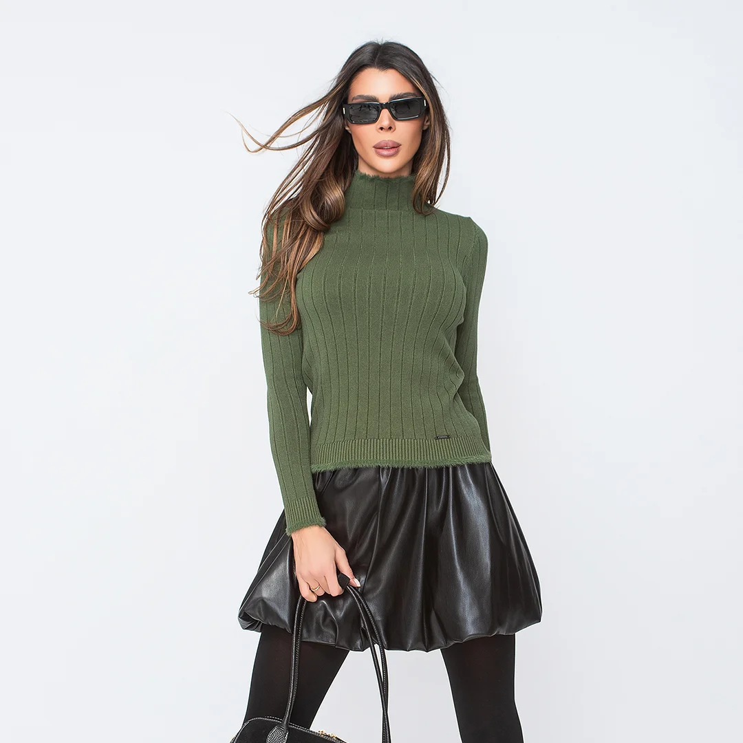 Рипсена блуза с поло яка