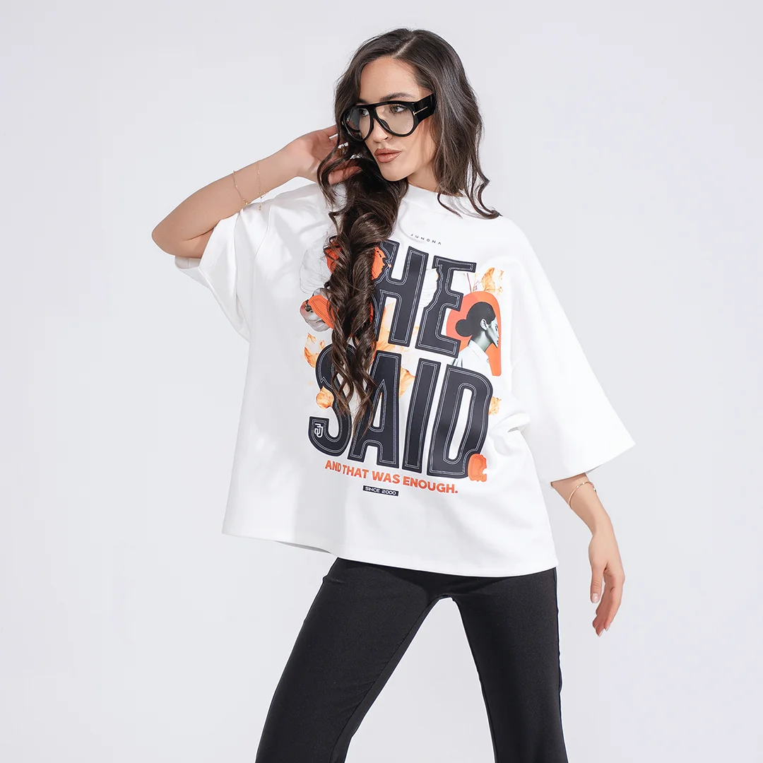 Оувърсайз тениска с  бродерия Junona