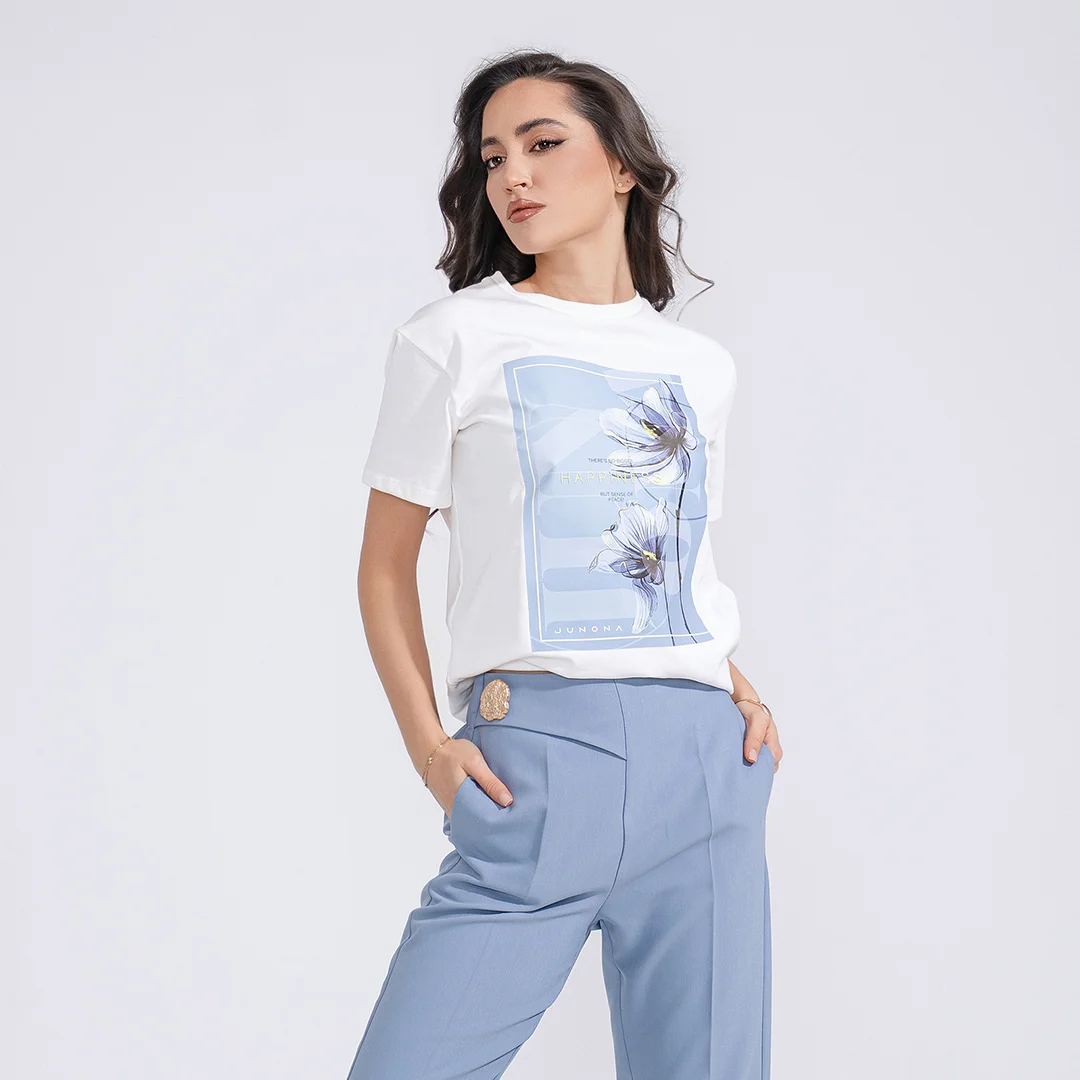 Тениска от памучна тъкан Junona Blue