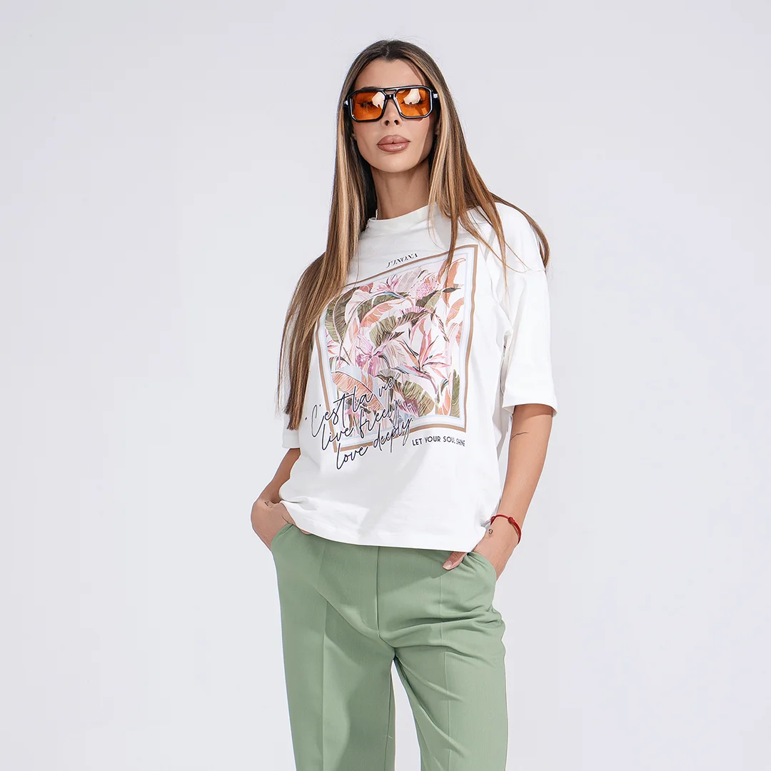 Тениска от памучна тъкан Junona