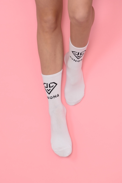Бели чорапи с лого Junona